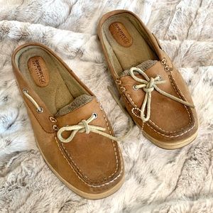 Sperry Shoes | Sperry Top Sider Tan Leather Slip on Boat Shoes | Color: Cream/Tan | Size: 6.5 | Rhianag's Closet